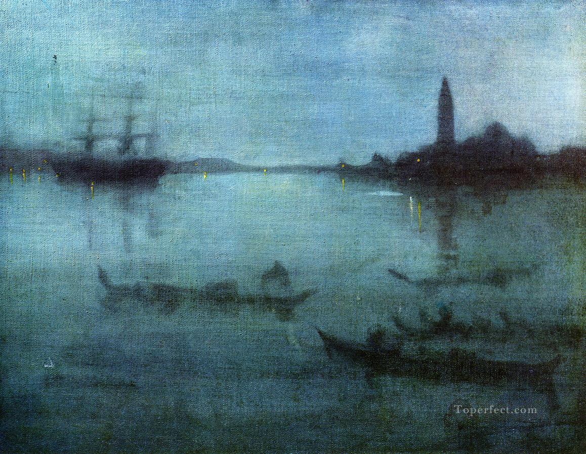 Blue and Silver Nocturne in Blue and Silver The Lagoon Venice James Abbott McNeill Whistler Oil Paintings